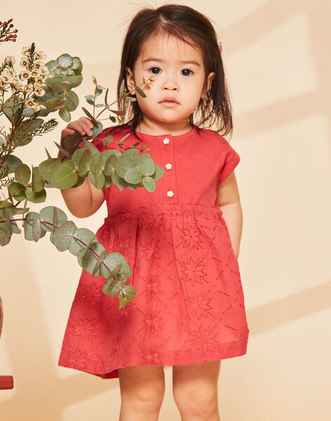 Robe bi-matière coquelicot FAWINONA / 23E1BFQ1ROBF505