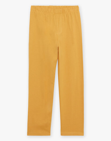 Pyjama deux pièces jaune moutarde en coton avec cape tête de léopard FLORIAGE1 / 23E5PG42PYT107