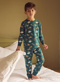 Pyjama vert foncé imprimé dinosaures Garçon NUIAVIAGE / 25H5PGB1PYJ001