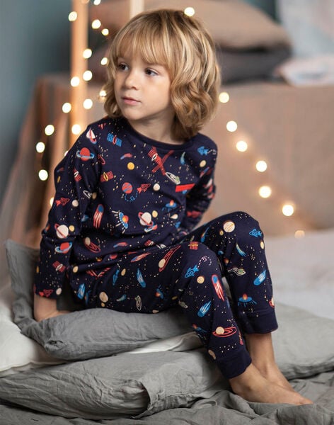 Ensemble pyjama bleu marine à imprimé espace enfant garçon CACOSMAGE / 22E5PG43PYJ070