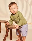 Pull kaki clair en tricot à broderie dinosaure FAOFLO / 23E1BGO1PUL612