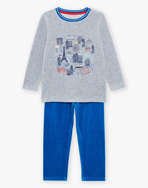 Ensemble pyjama gris chiné en velours thème Paris FLOVILAGE / 23E5PG25PYJ943