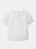 Blouse blanche à col noué et manches bouffantes Fille NENOUETTE / 25H2PFK1CHE001