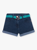 Short en denim foncé et ceinture à paillettes enfant fille CAUJENETTE 1 / 22E2PFT2SHOK005