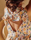 Robe vanille à volants et à motif oranges FLADRETTE / 23E2PFO2ROB114