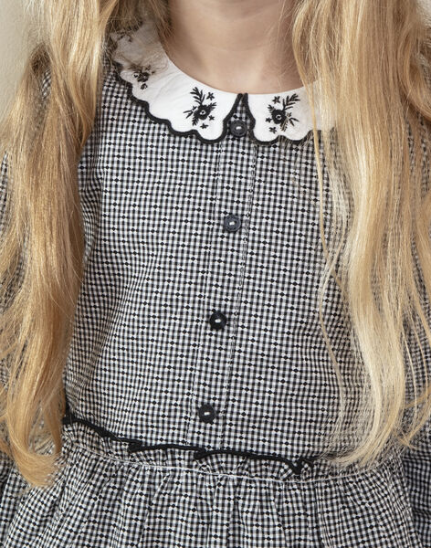 Robe à carreaux vichy noir et blanc et col claudine avec ...