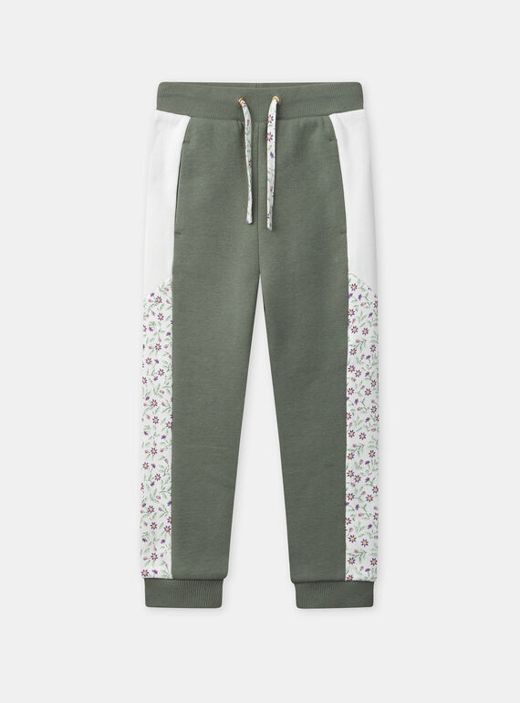 Jogging vert kaki et imprimé fleuri Fille NAEFETTE / 25H2PF32JGBG602