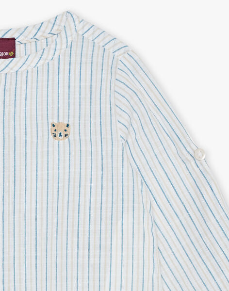 Chemise à rayures beige et bleu FAEDDY / 23E1BGI1CHMC218