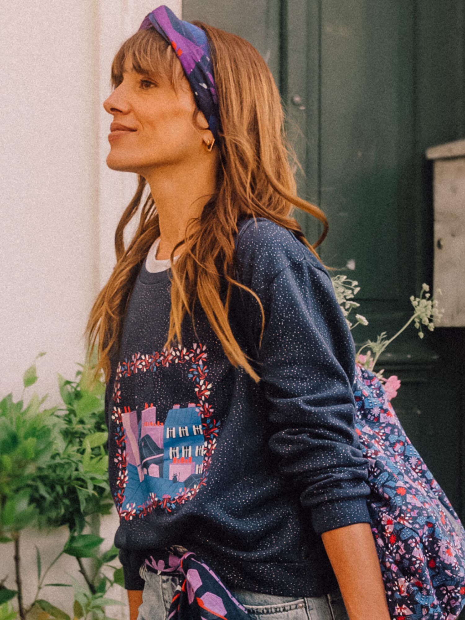 Sweat Camille Witt marine paillettes Maman Fille Sergent Major