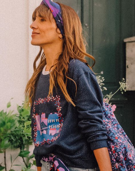 Sweat Camille Witt marine à paillettes - Maman DOSWEF / 22H2FFT1SWE705