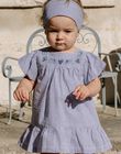 Robe en seersucker vichy bleu nuit et blanc FANONO / 23E1BFN1ROB070