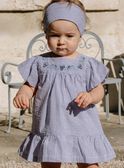 Robe en seersucker vichy bleu nuit et blanc FANONO / 23E1BFN1ROB070