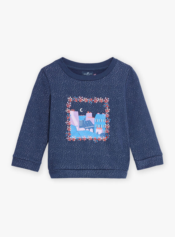 Sweat Camille Witt marine à paillettes - Enfant DOSWETTE / 22H2PFT1SWE705
