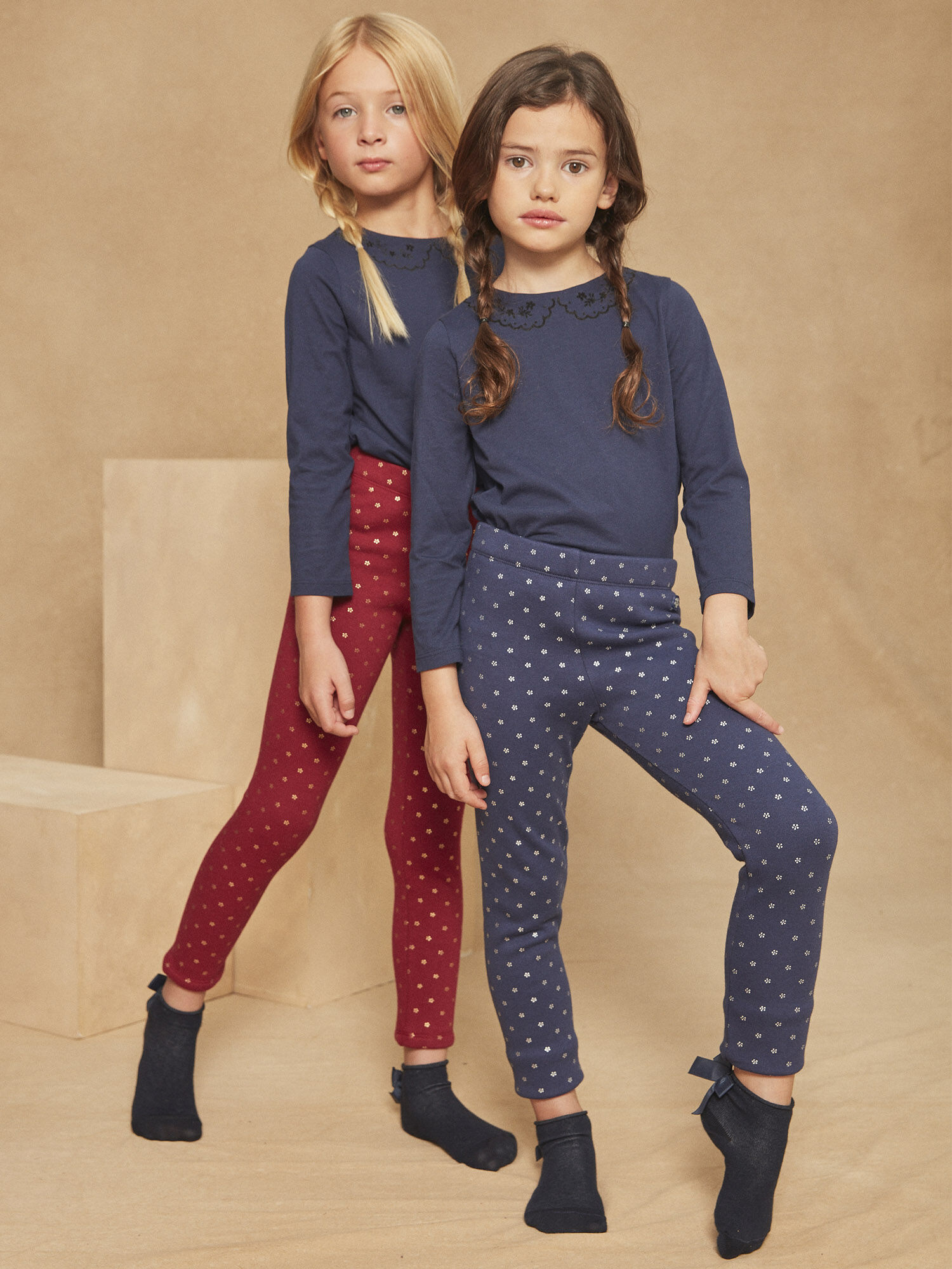 2 leggings rouges et bleu marine Fille Sergent Major