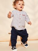 Pantalon en tubique bleu marine FAKAMEL / 23E1BGC1PAN070