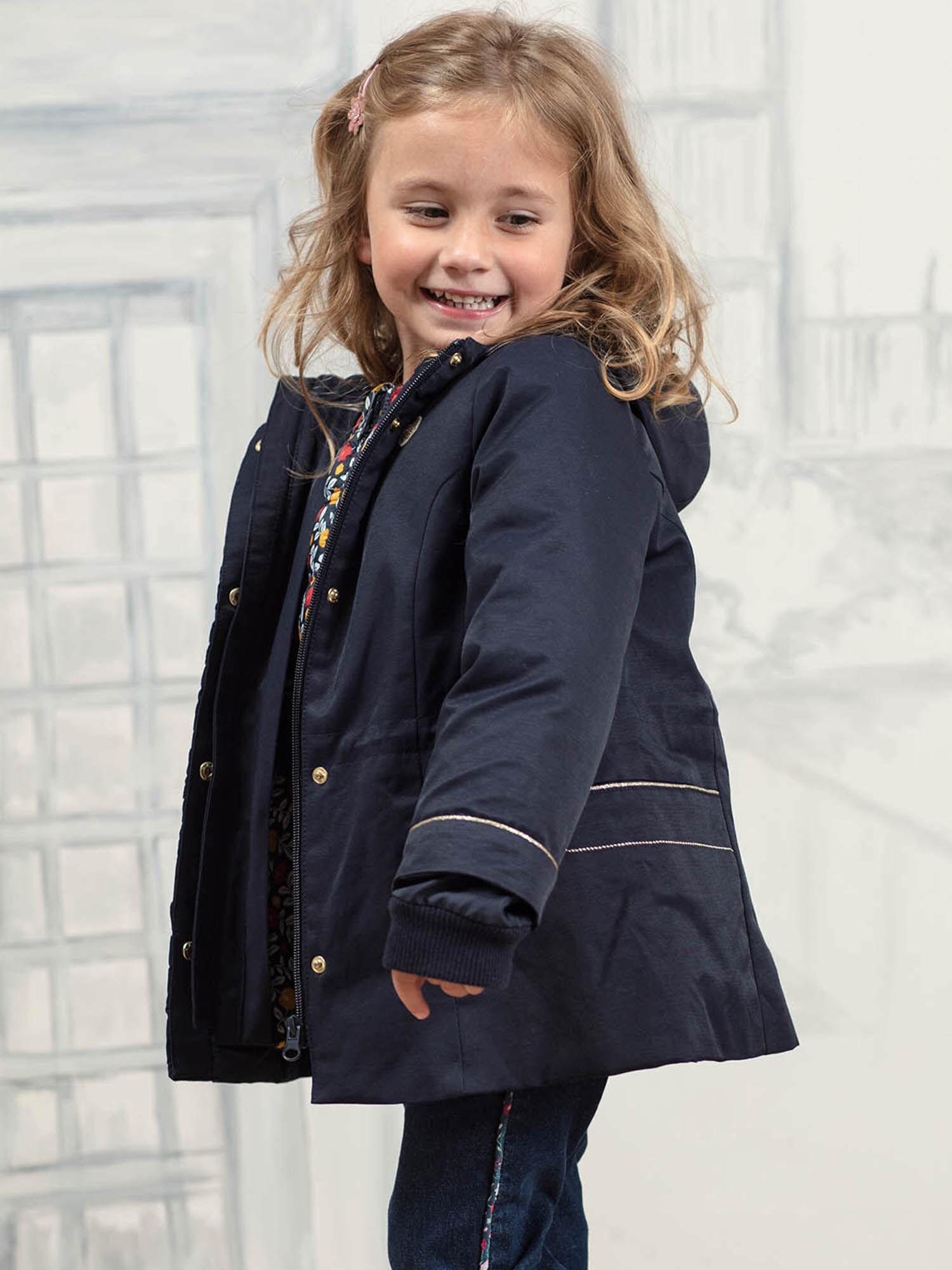 Impermeable 3 en 1 bleu marine enfant fille Fille Sergent Major