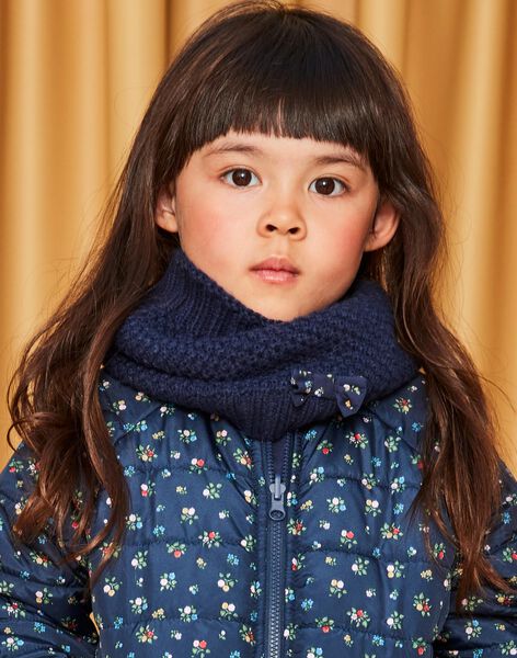 Snood marine nud popeline imprimé fleurs DRAVIETTE / 22H4PFG1SNO070