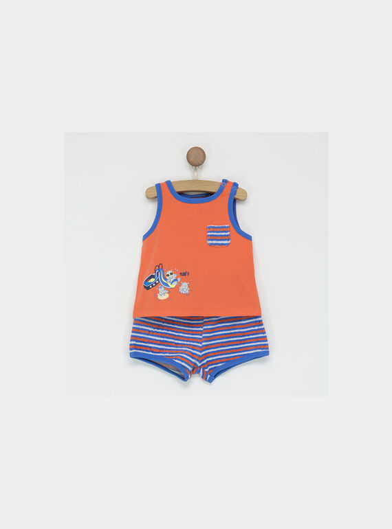 Ensemble débardeur orange / short à rayures NAWILLIAM / 18E1BGR1ENS400