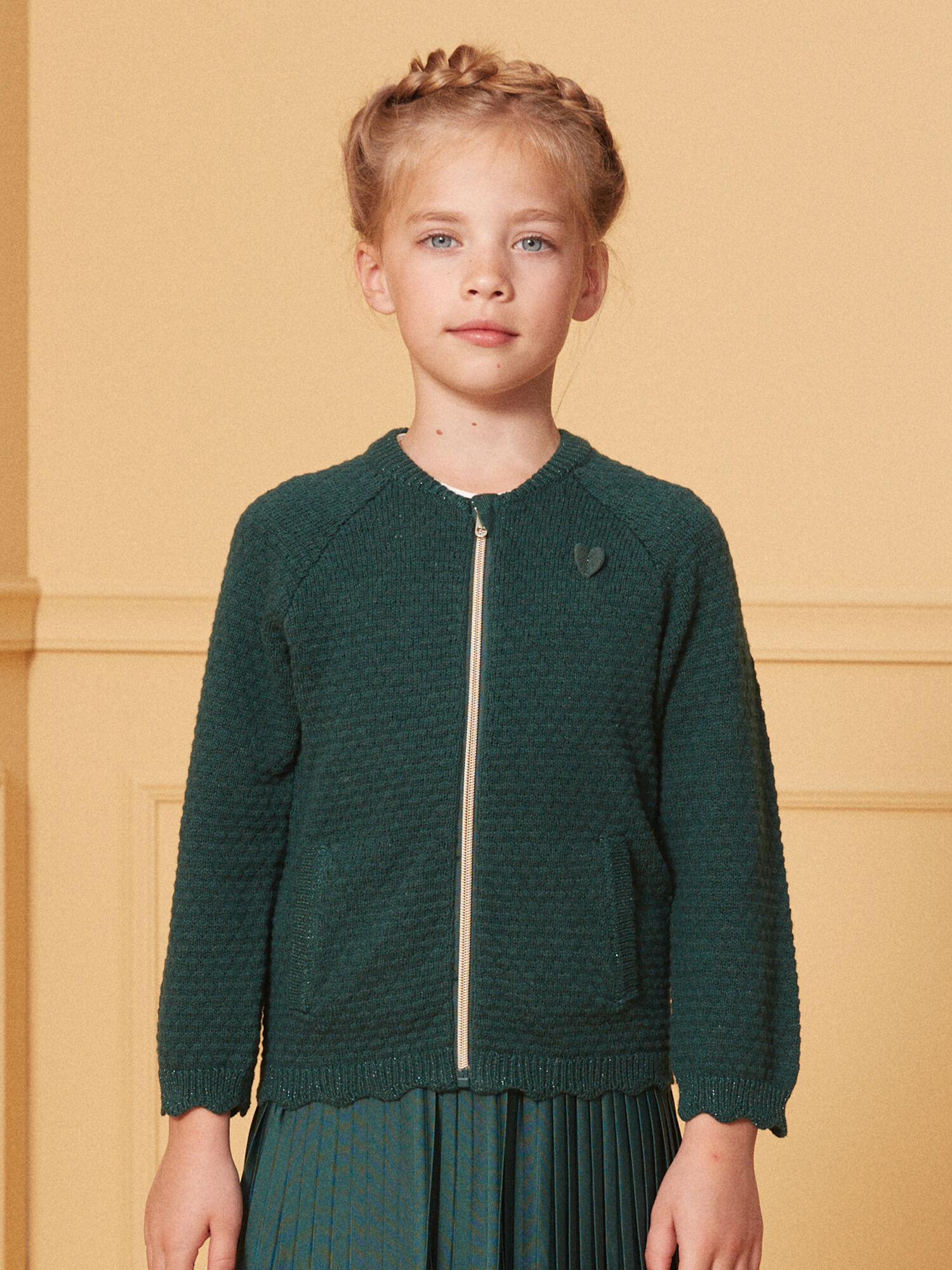 Gilet en maille vert Fille Sergent Major