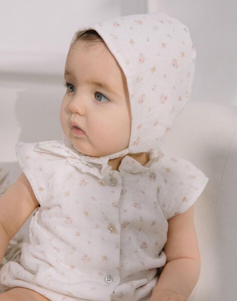 Béguin vanille à imprimé fleuri en double gaze de coton FUMATHILDE / 23E0AFY1CHA114