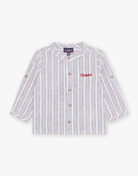 Chemise en lin écru à rayures FAKARL / 23E1BGC1CHM001