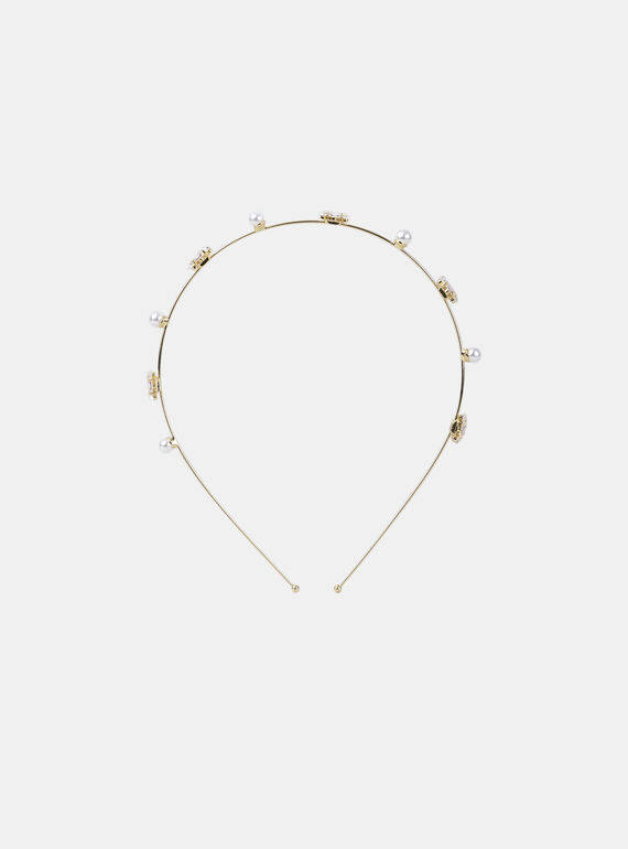 Serre-tête en métal doré perles et fleurs MOULYNETTE / 25E4PFM6TETK008