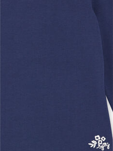 T-shirt bleu marine manches longues et col claudine enfant fille ZLIMETTE2 / 21E2PFK6TMLC214