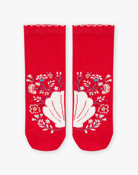 Chaussettes rouges à coquillage et fleurs FOCHOETTE / 23E4PFC1SOQ410