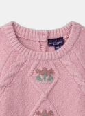 Pull torsadé rose pâle fleurs LANINA / 24H1BFQ1PULD329