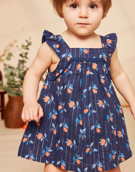 Robe et culotte bleu marine à imprimé fruit FAZOE / 23E1BFR2ROB070