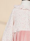 Grenouillère et son bonnet en velours rose poudré et écru 23E5BF91GRE001