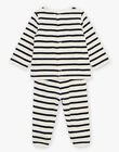 Pyjama deux pièces beige clair chiné en velours avec broderie tête de chien FEDOUDOU / 23E5BG21PYJA011