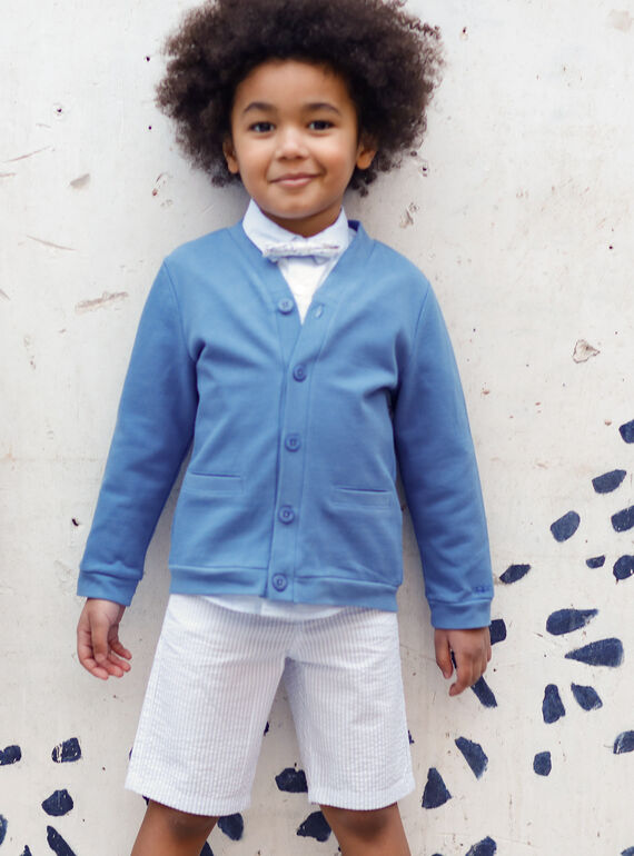 Bermuda à rayures bleues et blanches enfant garçon TIBERMAGE / 20E3PGJ3BER020