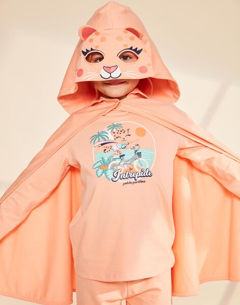 Pyjama deux pièces orange pâle en coton avec cape tête de panthère FLOPOETTE 1 / 23E5PF43PYTE402