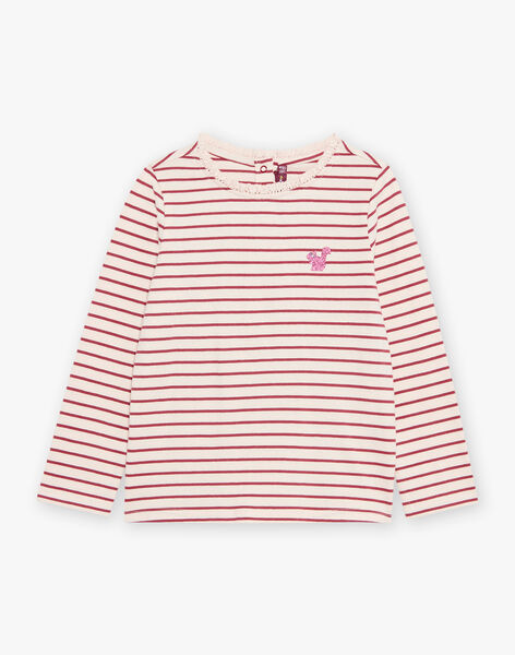 T-shirt à rayures groseille et écru DYRAYETTE / 22H2PFU3TMLD319