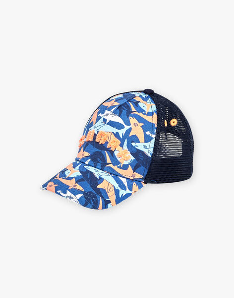 Casquette bleue à imprimé requins FLYTOAGE / 23E4PGR1CHAC226