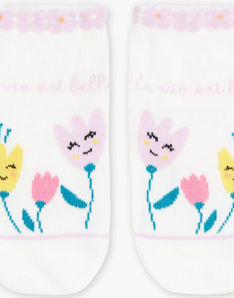 Chaussettes basses écrues à motif fleurs FLEWETTE / 23E4PFS1SOB001
