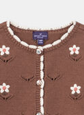 Cardigan marron chocolat ajouré fantaisie KAIRENE / 24E1BFC1CAR815