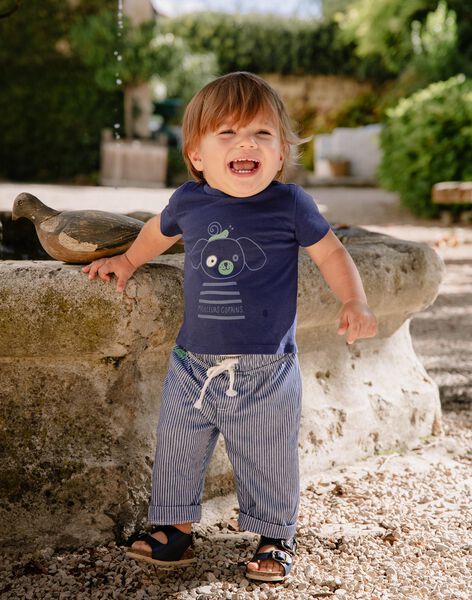 T-shirt bleu nocturne avec animaux FAMAEL / 23E1BGN1TMC713