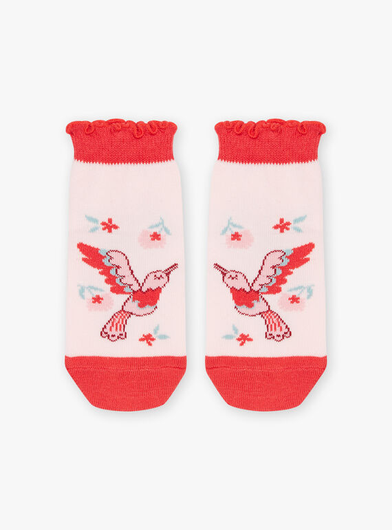 Chaussettes basses nudes à imprimé oiseaux FLUZOETTE / 23E4PFQ1SOBD319