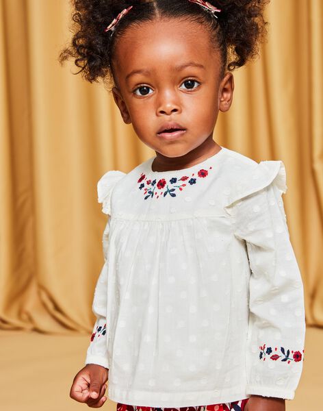 Blouse en voile de coton à broderies fleuries DAORELIA / 22H1BFX1CHE001