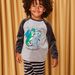 Pyjama gris en velours à animation dragon