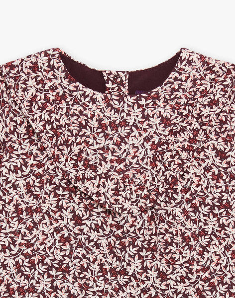 Body-blouse prune à imprimé feuillage DAKARINE / 22H1BFR2BOD709