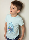 T-shirt manches courtes bleu ciel imprimé requin enfant garçon ZUZAGE1 / 21E3PGL3TMC614