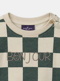 Ensemble sweat à carreaux écru et vert avec legging marron Bébé Garçon NAFRED / 25H1BGS2ENS001