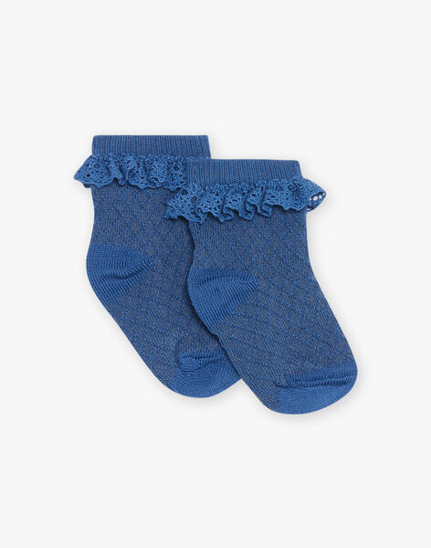 Chaussettes basses bleues marines en maille fantaisie FAZIA / 23E4BFR1SOB070