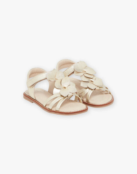 Sandales dorées à fleurs en relief FASANDETTE / 23N10PF21D0E954