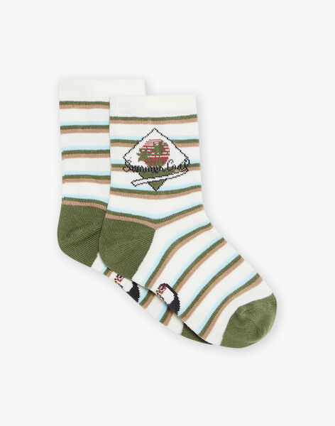 Chaussettes écrues rayées à Jacquard perroquet FIMOUAGE / 23E4PGD1SOQ001