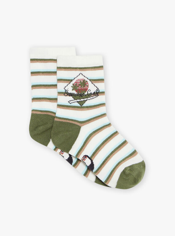 Chaussettes écrues rayées à Jacquard perroquet FIMOUAGE / 23E4PGD1SOQ001