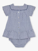 Robe en seersucker vichy bleu nuit et blanc FANONO / 23E1BFN1ROB070